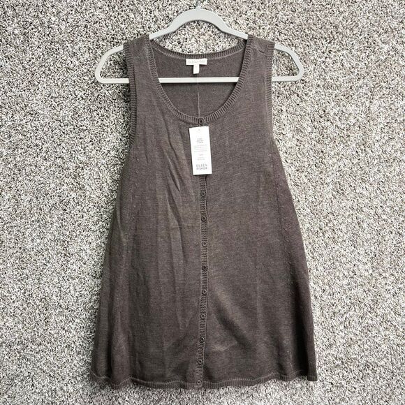 Eileen Fisher Vest Women's Small Brown Fine Gauge Linen Knit Racer Back Long NWT - Picture 1 of 6